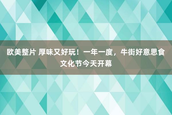 欧美整片 厚味又好玩！一年一度，牛街好意思食文化节今天开幕