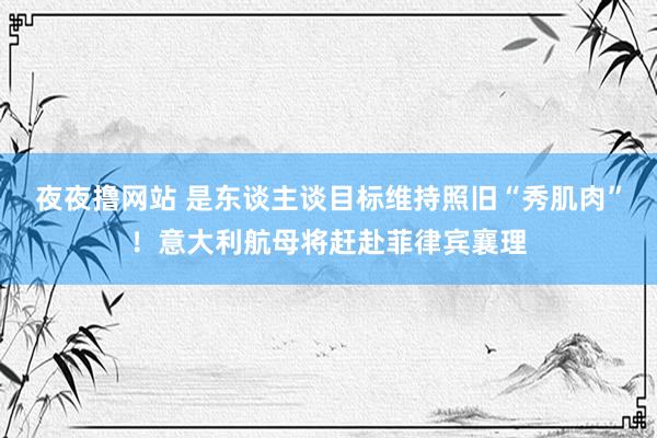 夜夜撸网站 是东谈主谈目标维持照旧“秀肌肉”！意大利航母将赶赴菲律宾襄理