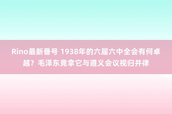 Rino最新番号 1938年的六届六中全会有何卓越？毛泽东竟拿它与遵义会议视归并律