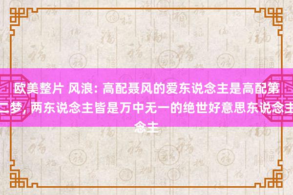 欧美整片 风浪: 高配聂风的爱东说念主是高配第二梦, 两东说念主皆是万中无一的绝世好意思东说念主