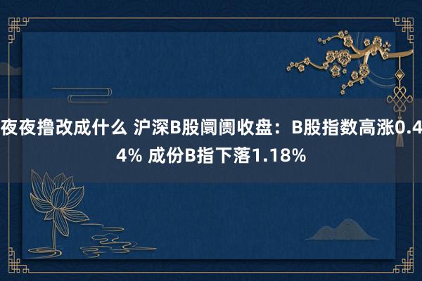 夜夜撸改成什么 沪深B股阛阓收盘：B股指数高涨0.44% 成份B指下落1.18%