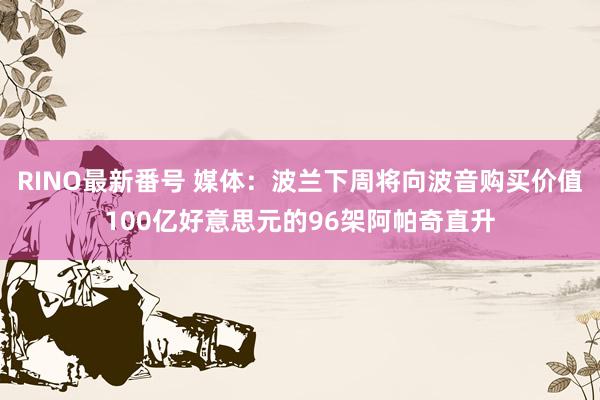 RINO最新番号 媒体：波兰下周将向波音购买价值100亿好意思元的96架阿帕奇直升