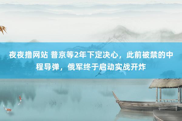 夜夜撸网站 普京等2年下定决心，此前被禁的中程导弹，俄军终于启动实战开炸