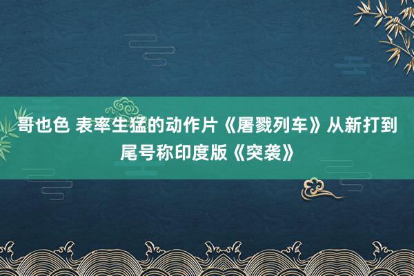 哥也色 表率生猛的动作片《屠戮列车》从新打到尾号称印度版《突袭》