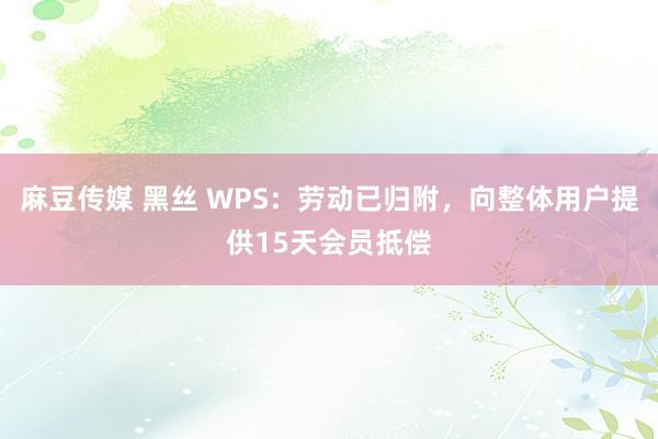 麻豆传媒 黑丝 WPS：劳动已归附，向整体用户提供15天会员抵偿