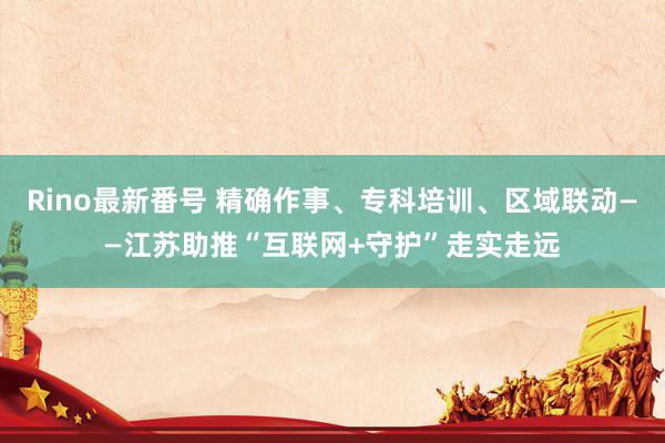 Rino最新番号 精确作事、专科培训、区域联动——江苏助推“互联网+守护”走实走远