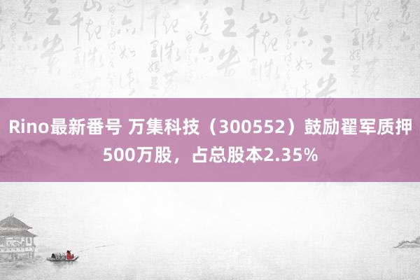 Rino最新番号 万集科技（300552）鼓励翟军质押500万股，占总股本2.35%